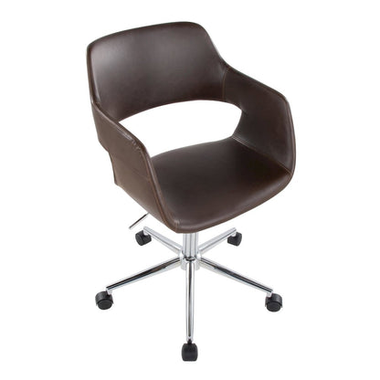 Margarite Task Chair in Chrome Metal, Espresso PU color