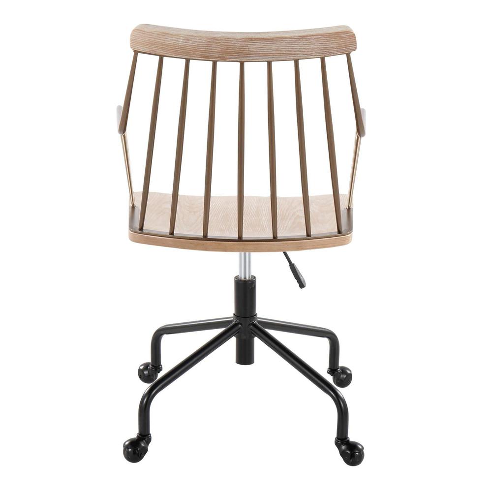 Black Metal, Antique Copper, White Washed Wood Preston Adjustable Office Chair