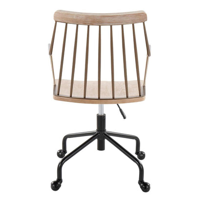 Black Metal, Antique Copper, White Washed Wood Preston Adjustable Office Chair