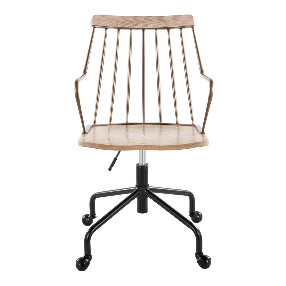 Black Metal, Antique Copper, White Washed Wood Preston Adjustable Office Chair