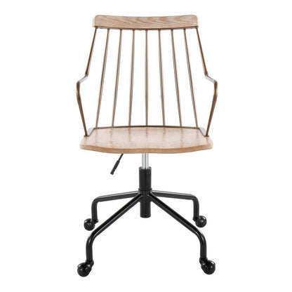 Black Metal, Antique Copper, White Washed Wood Preston Adjustable Office Chair