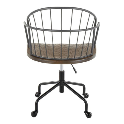 Black Metal, Dark Walnut Wood Riley Adjustable Office Chair
