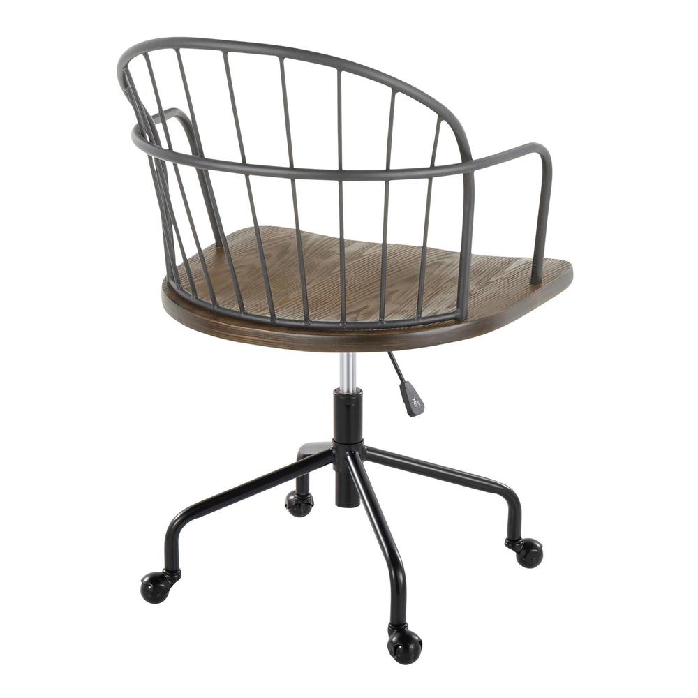 Black Metal, Dark Walnut Wood Riley Adjustable Office Chair