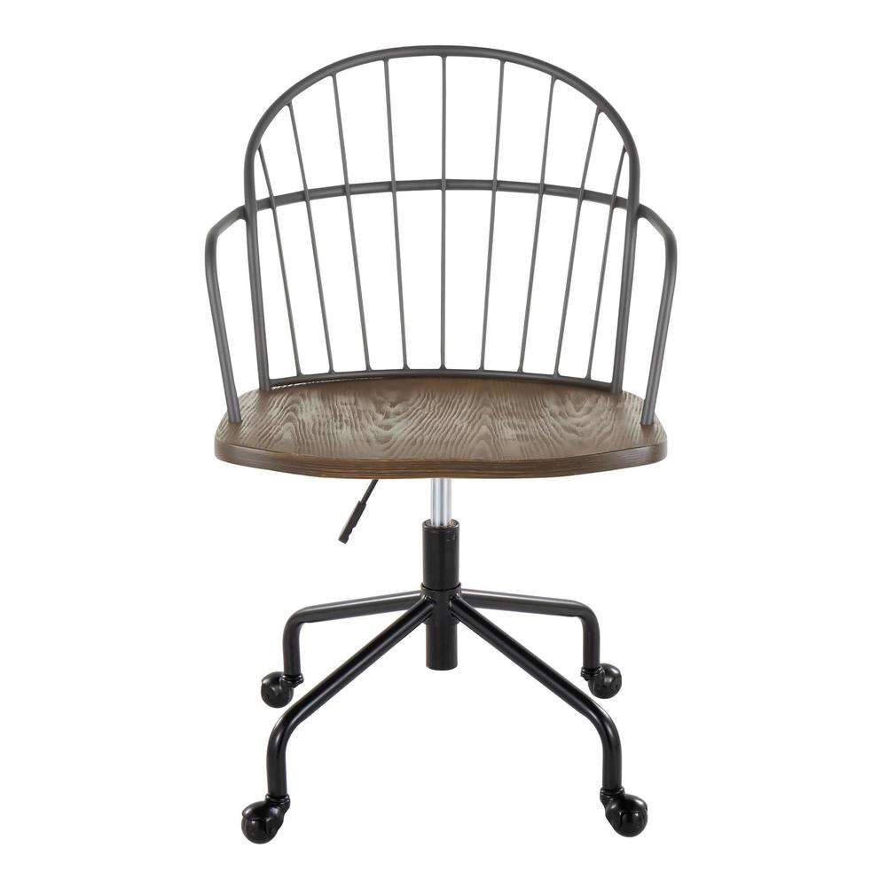 Black Metal, Dark Walnut Wood Riley Adjustable Office Chair