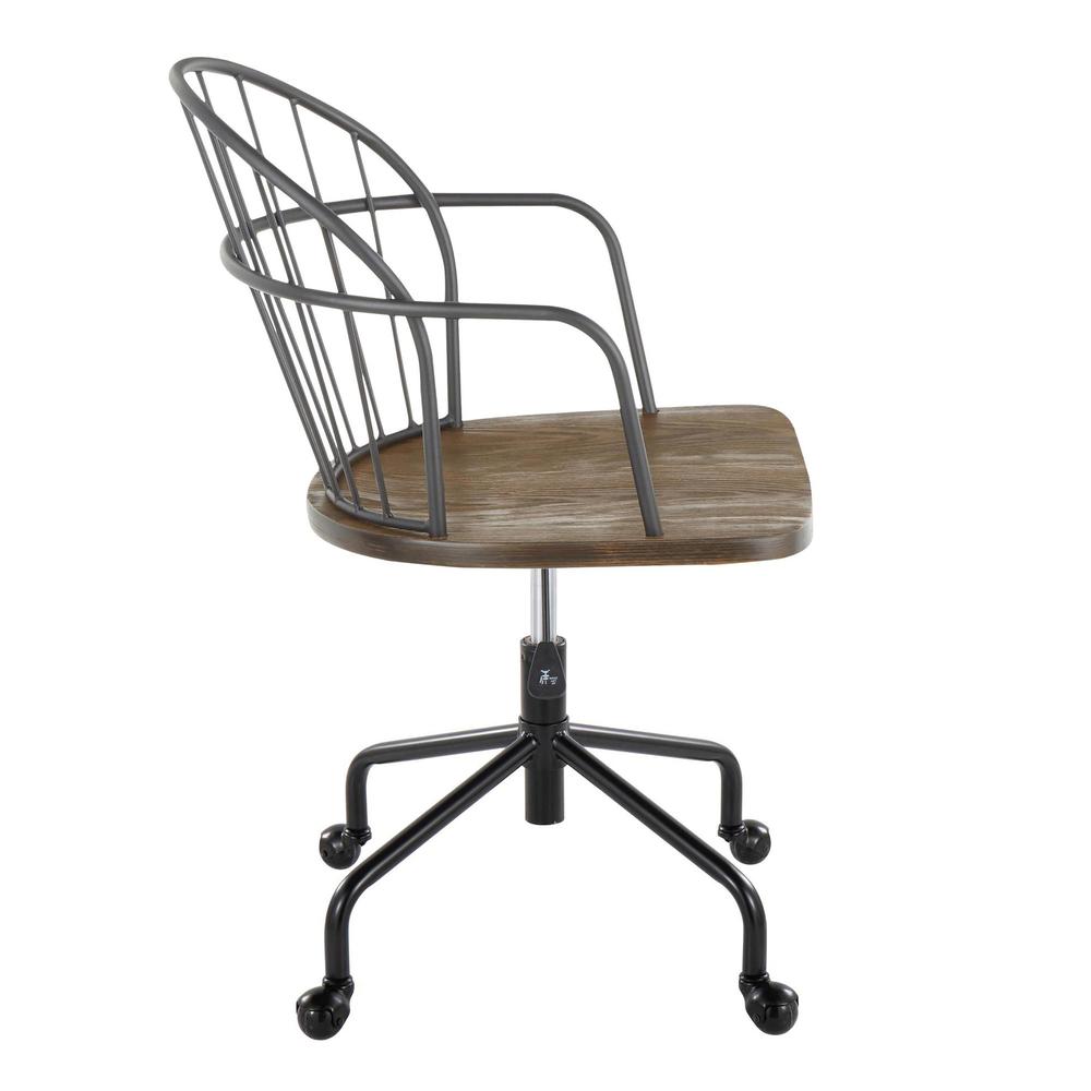 Black Metal, Dark Walnut Wood Riley Adjustable Office Chair