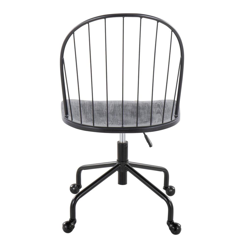 Black Metal, Black Wood Riley Adjustable High Back Office Chair