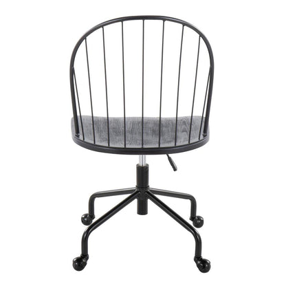Black Metal, Black Wood Riley Adjustable High Back Office Chair