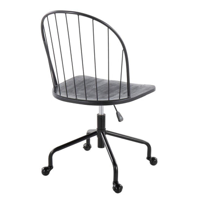 Black Metal, Black Wood Riley Adjustable High Back Office Chair