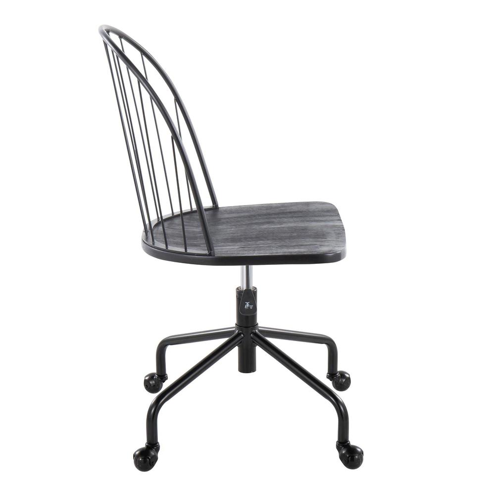 Black Metal, Black Wood Riley Adjustable High Back Office Chair