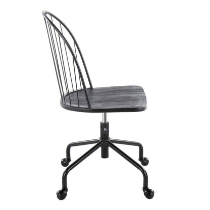 Black Metal, Black Wood Riley Adjustable High Back Office Chair
