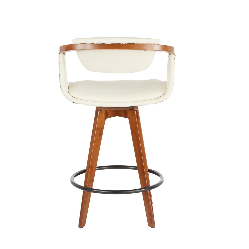 Walnut Bamboo, Black Metal, Cream PU Oracle Counter Stool