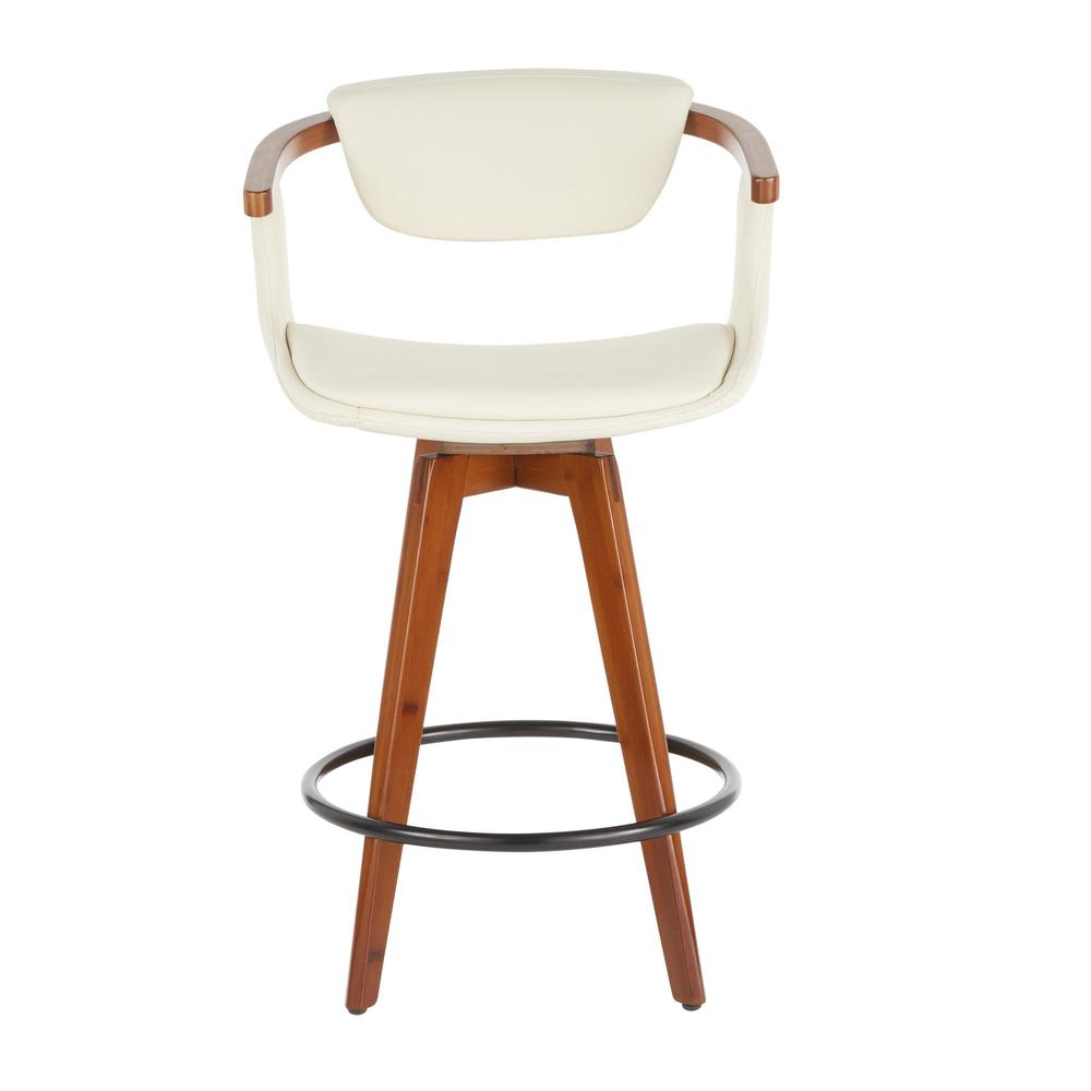 Walnut Bamboo, Black Metal, Cream PU Oracle Counter Stool