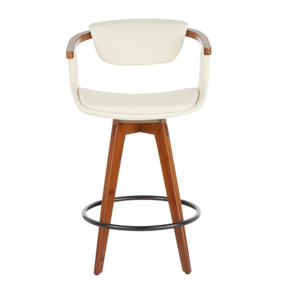 Walnut Bamboo, Black Metal, Cream PU Oracle Counter Stool