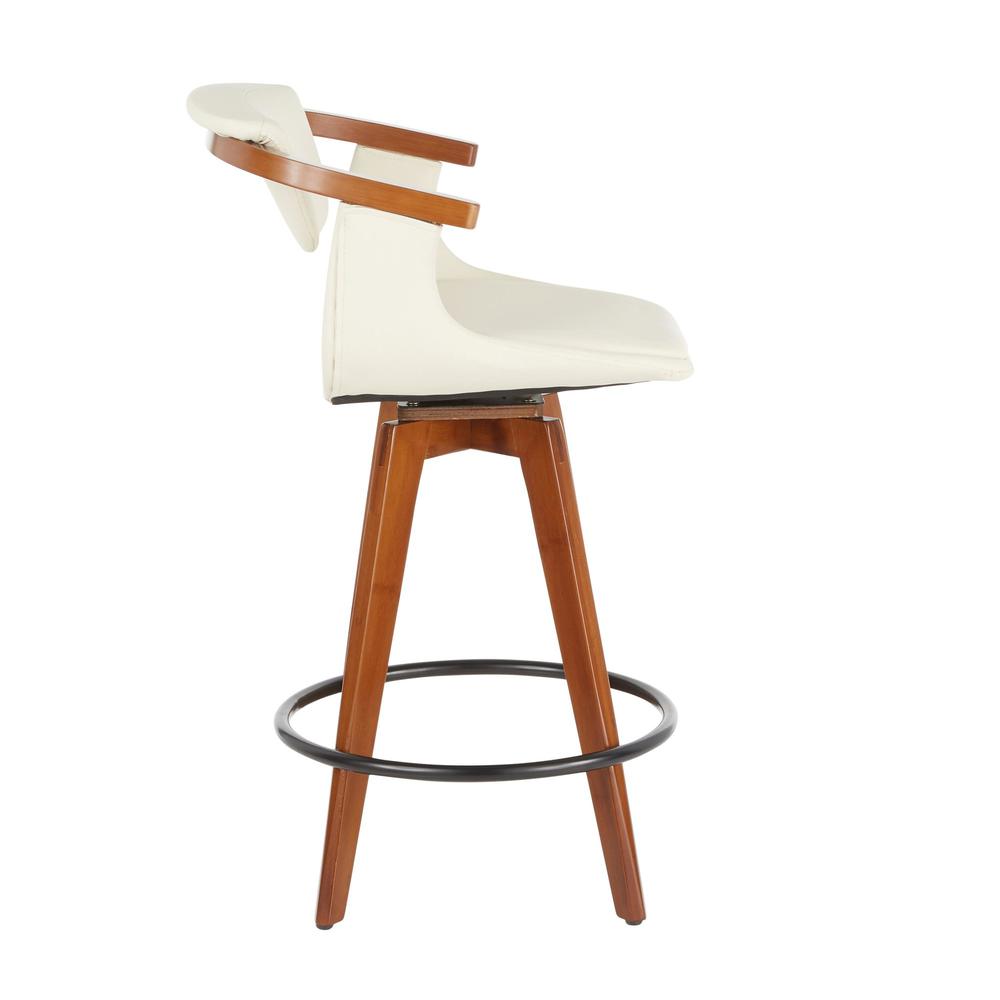 Walnut Bamboo, Black Metal, Cream PU Oracle Counter Stool