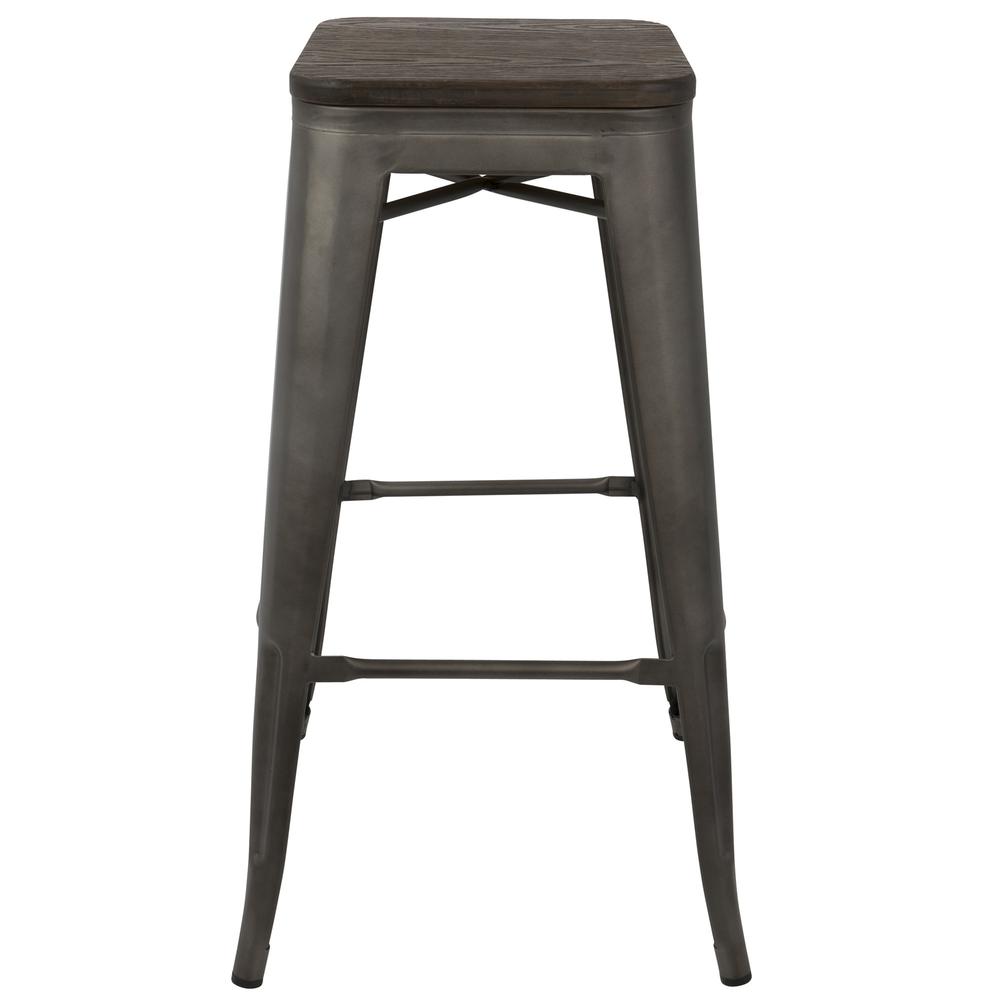 Dark Espresso Top, Antique Finish Oregon Barstool - Set of 2