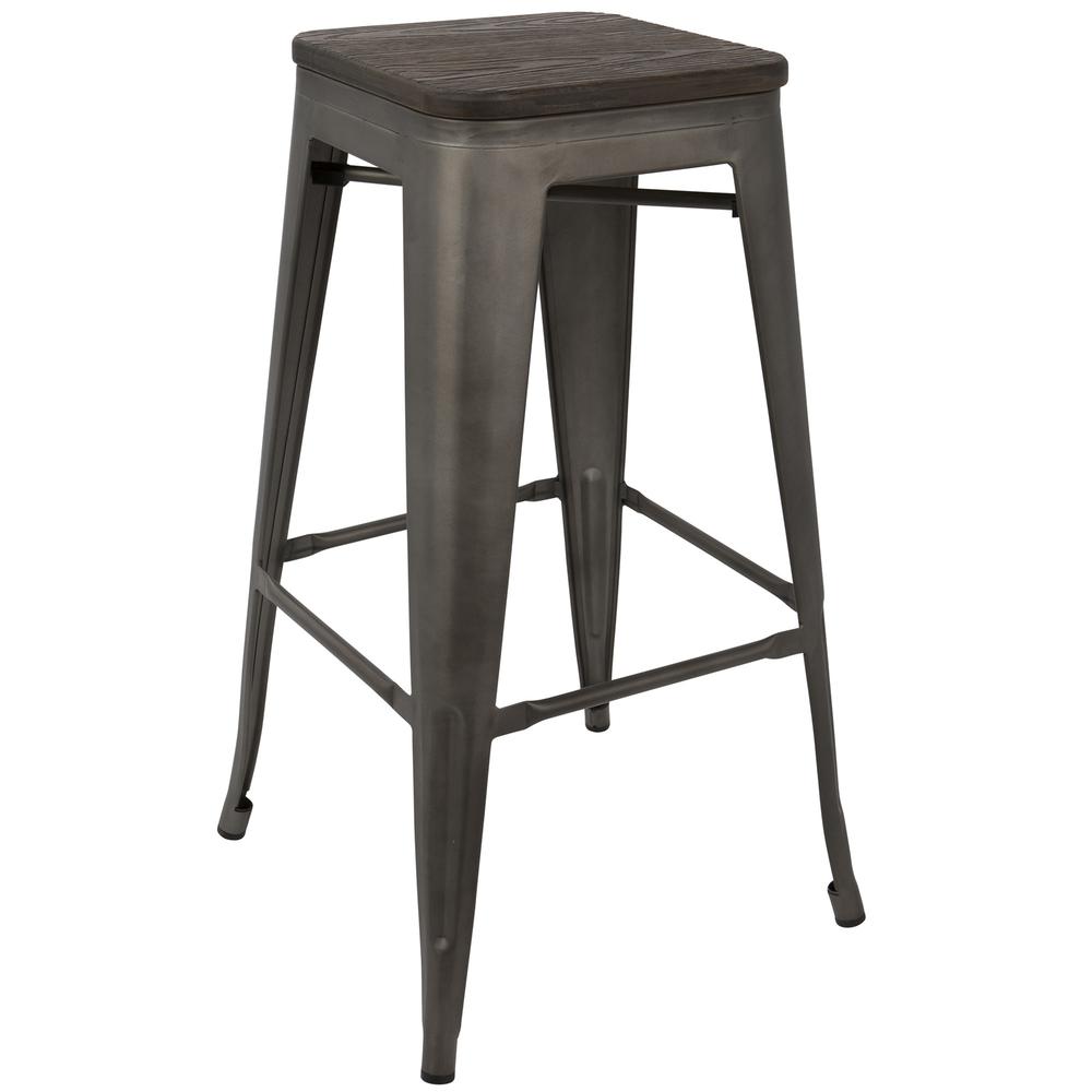 Dark Espresso Top, Antique Finish Oregon Barstool - Set of 2