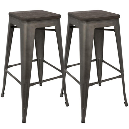 Dark Espresso Top, Antique Finish Oregon Barstool - Set of 2