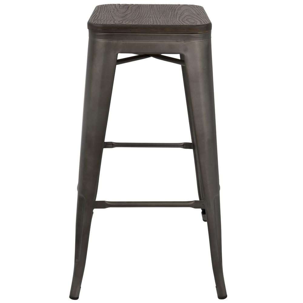 Dark Espresso Top, Antique Finish Oregon Barstool - Set of 2