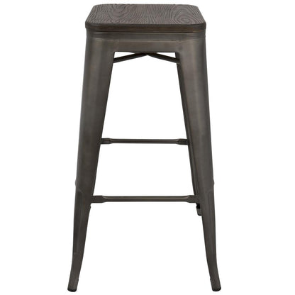 Dark Espresso Top, Antique Finish Oregon Barstool - Set of 2
