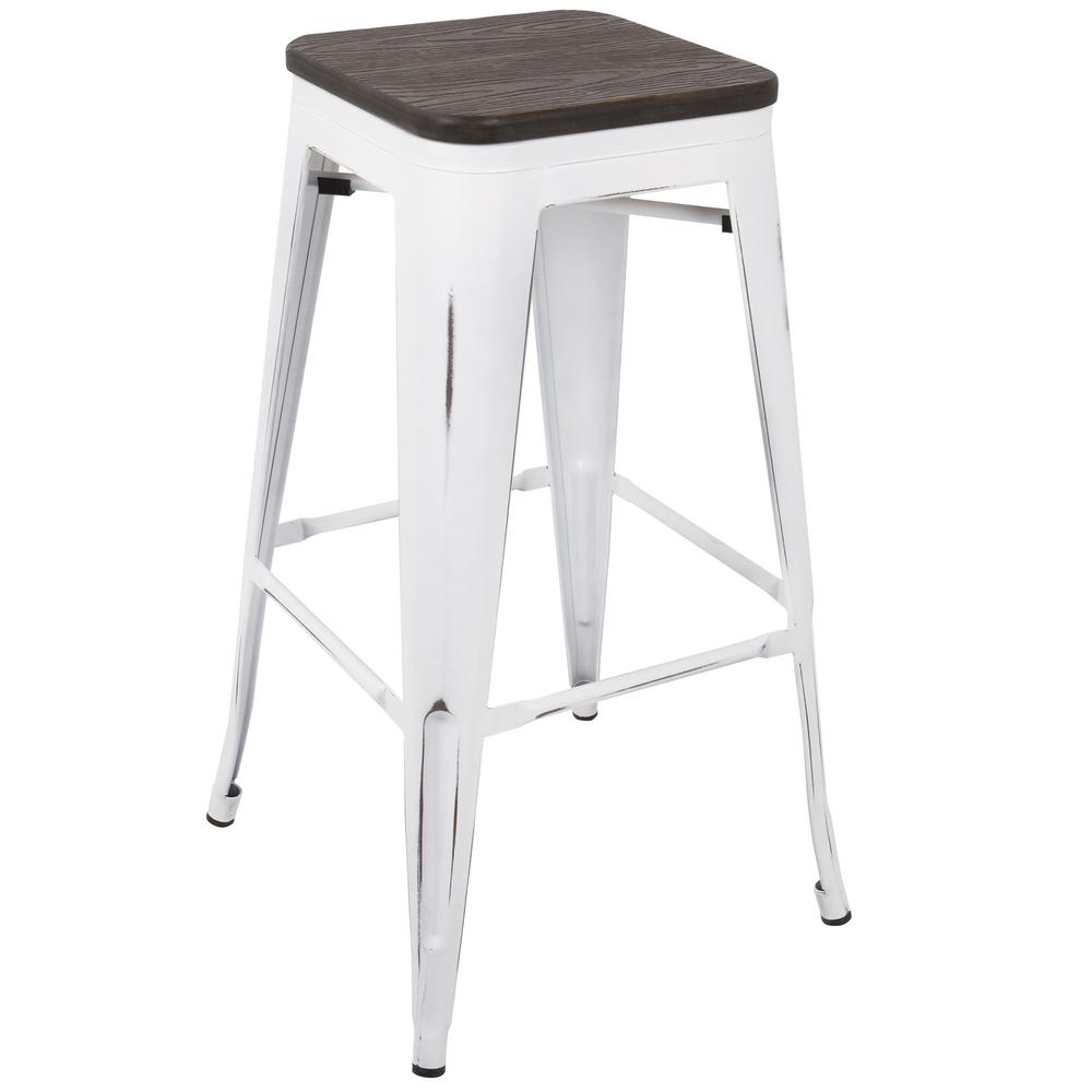 White, Espresso Oregon Barstool - Set of 2