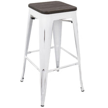 Oregon Industrial Stackable Barstool in Vintage White and Espresso - Set of 2