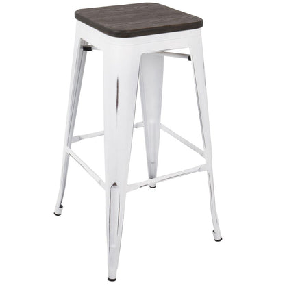 White, Espresso Oregon Barstool - Set of 2