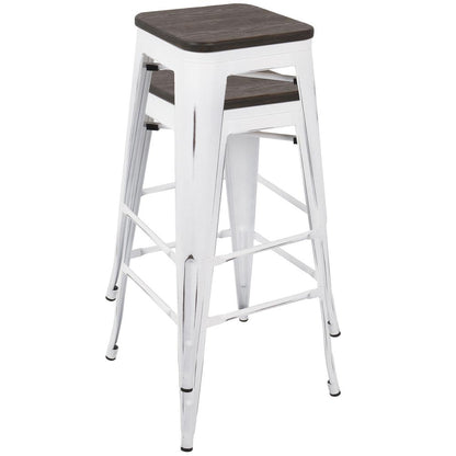 White, Espresso Oregon Barstool - Set of 2