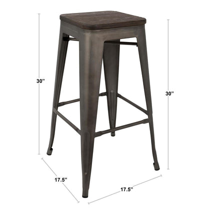 Dark Espresso Top, Antique Finish Oregon Barstool - Set of 2