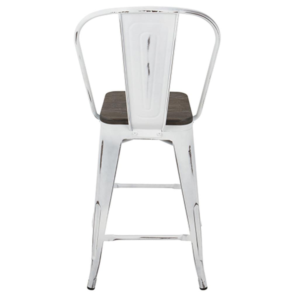 White, Espresso Oregon High Back Counter Stool - Set of 2