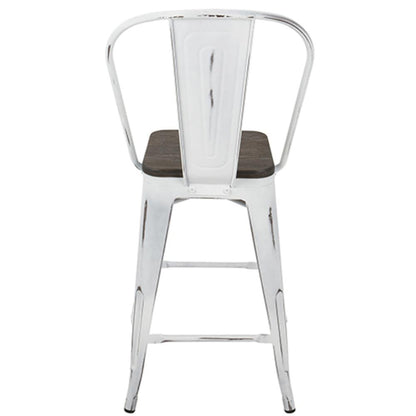 White, Espresso Oregon High Back Counter Stool - Set of 2
