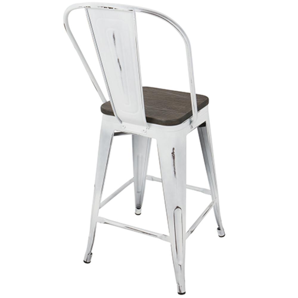 White, Espresso Oregon High Back Counter Stool - Set of 2