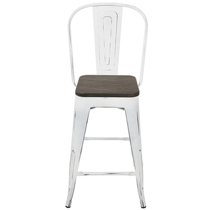 White, Espresso Oregon High Back Counter Stool - Set of 2
