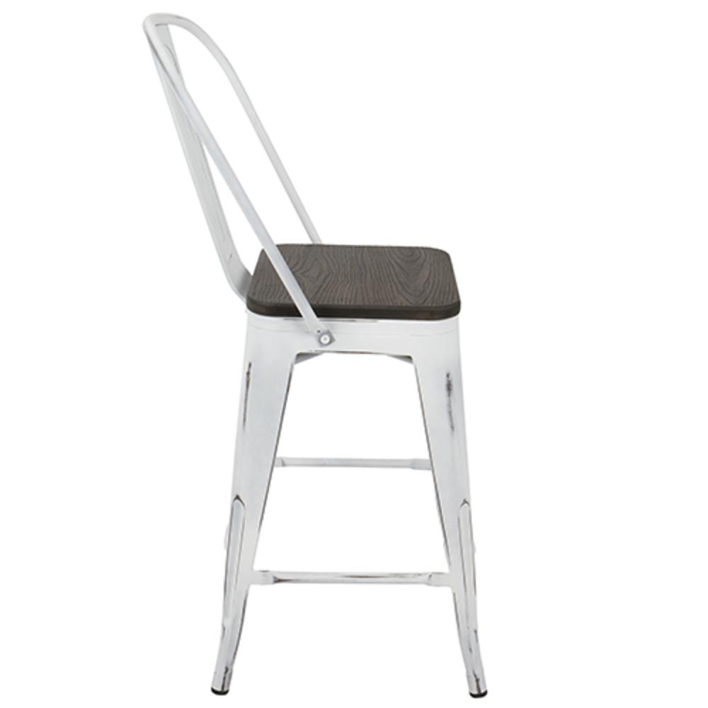 White, Espresso Oregon High Back Counter Stool - Set of 2