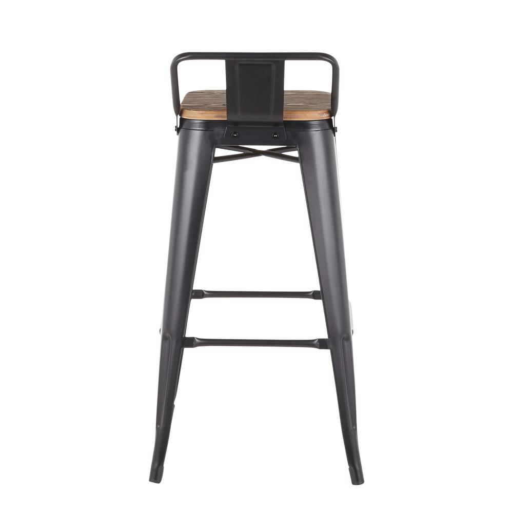 Black Metal, Bamboo Oregon Low Back Barstool - Set of 2