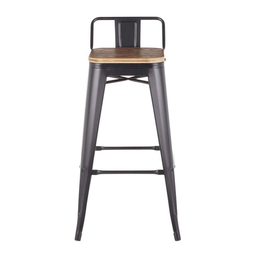 Black Metal, Bamboo Oregon Low Back Barstool - Set of 2