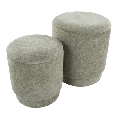 Green Fabric Marla Upholstered Ottoman Set