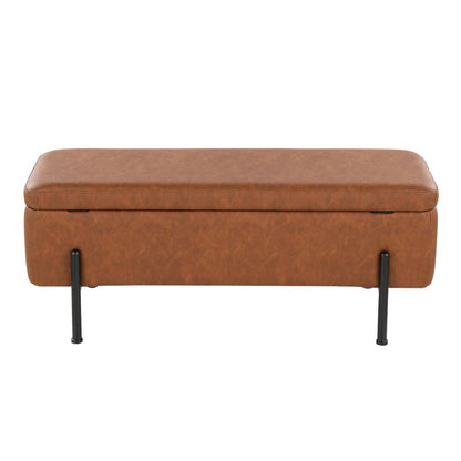 Black Steel, Camel PU Daniella Storage Bench