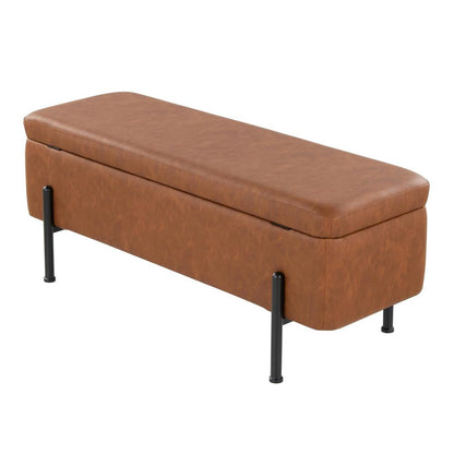 Black Steel, Camel PU Daniella Storage Bench