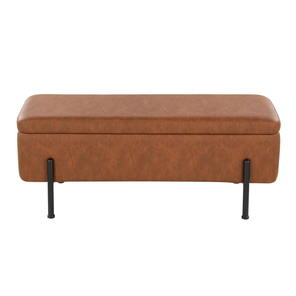 Black Steel, Camel PU Daniella Storage Bench