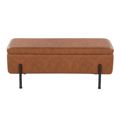 Black Steel, Camel PU Daniella Storage Bench