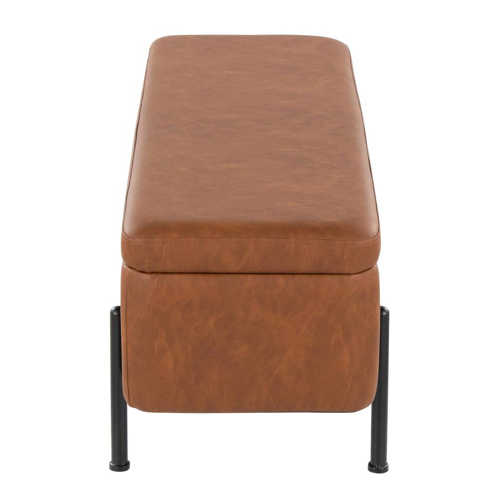 Black Steel, Camel PU Daniella Storage Bench