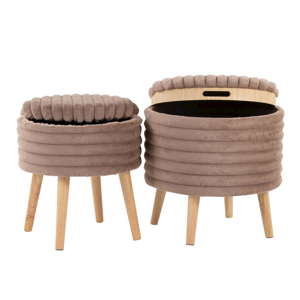 Tray Plush Storage Ottoman Set