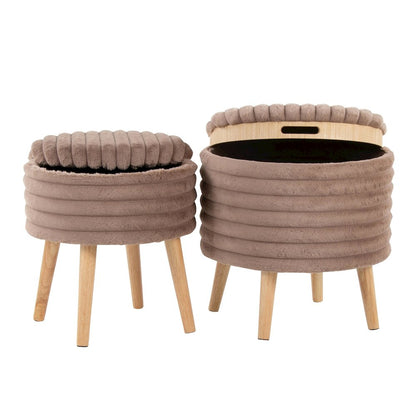 Tray Plush Storage Ottoman Set