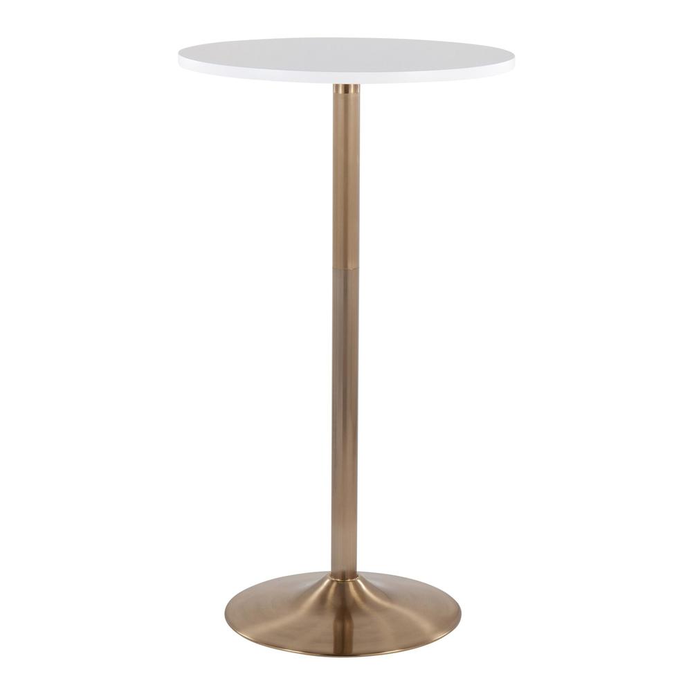 Gold Metal, White MDF Pebble Dining or Bar Table