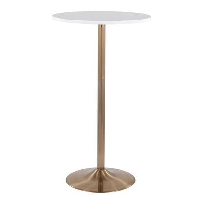 Gold Metal, White MDF Pebble Dining or Bar Table