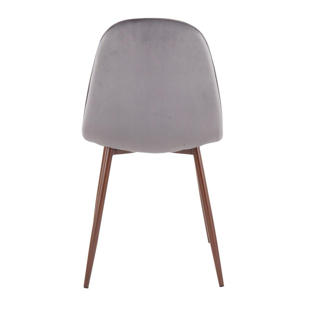 Walnut Metal, Grey Velvet Pebble Chair - Set of 2