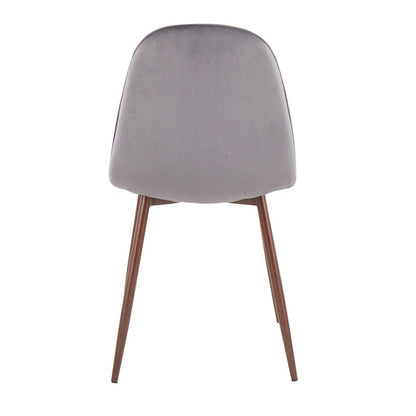 Walnut Metal, Grey Velvet Pebble Chair - Set of 2
