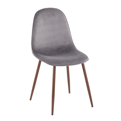 Walnut Metal, Grey Velvet Pebble Chair - Set of 2