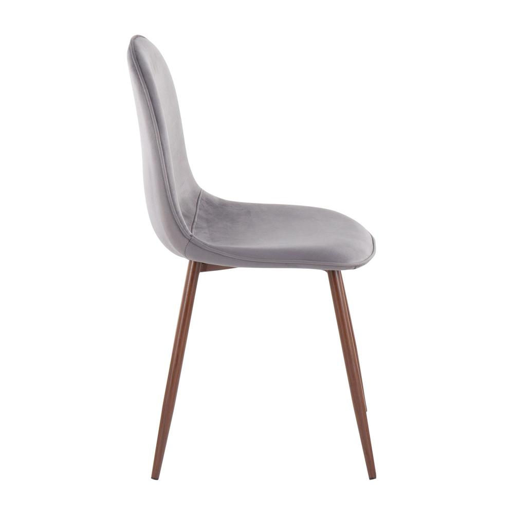 Walnut Metal, Grey Velvet Pebble Chair - Set of 2