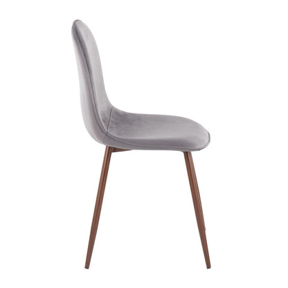 Walnut Metal, Grey Velvet Pebble Chair - Set of 2